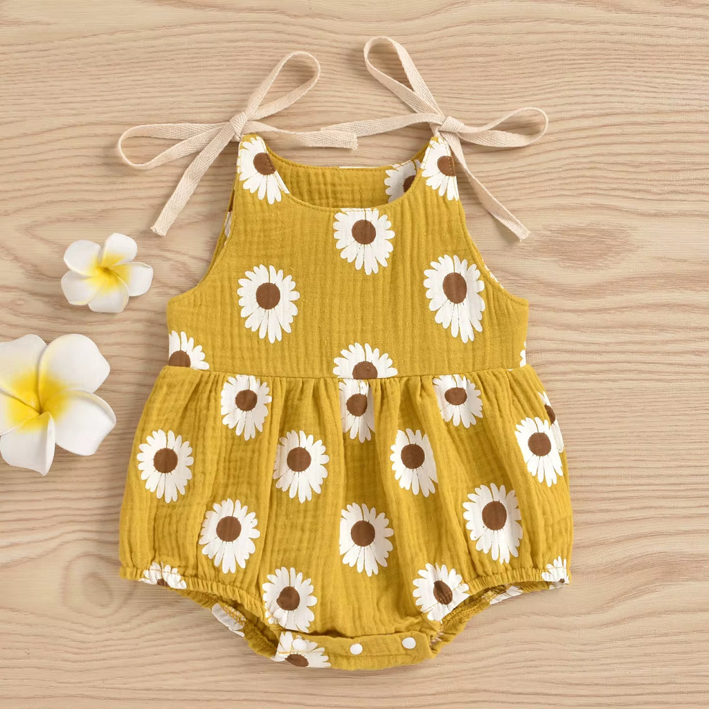 Daisy Days – Baby Girl Summer Romper with Tie Straps