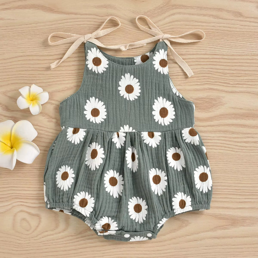 Daisy Days – Baby Girl Summer Romper with Tie Straps